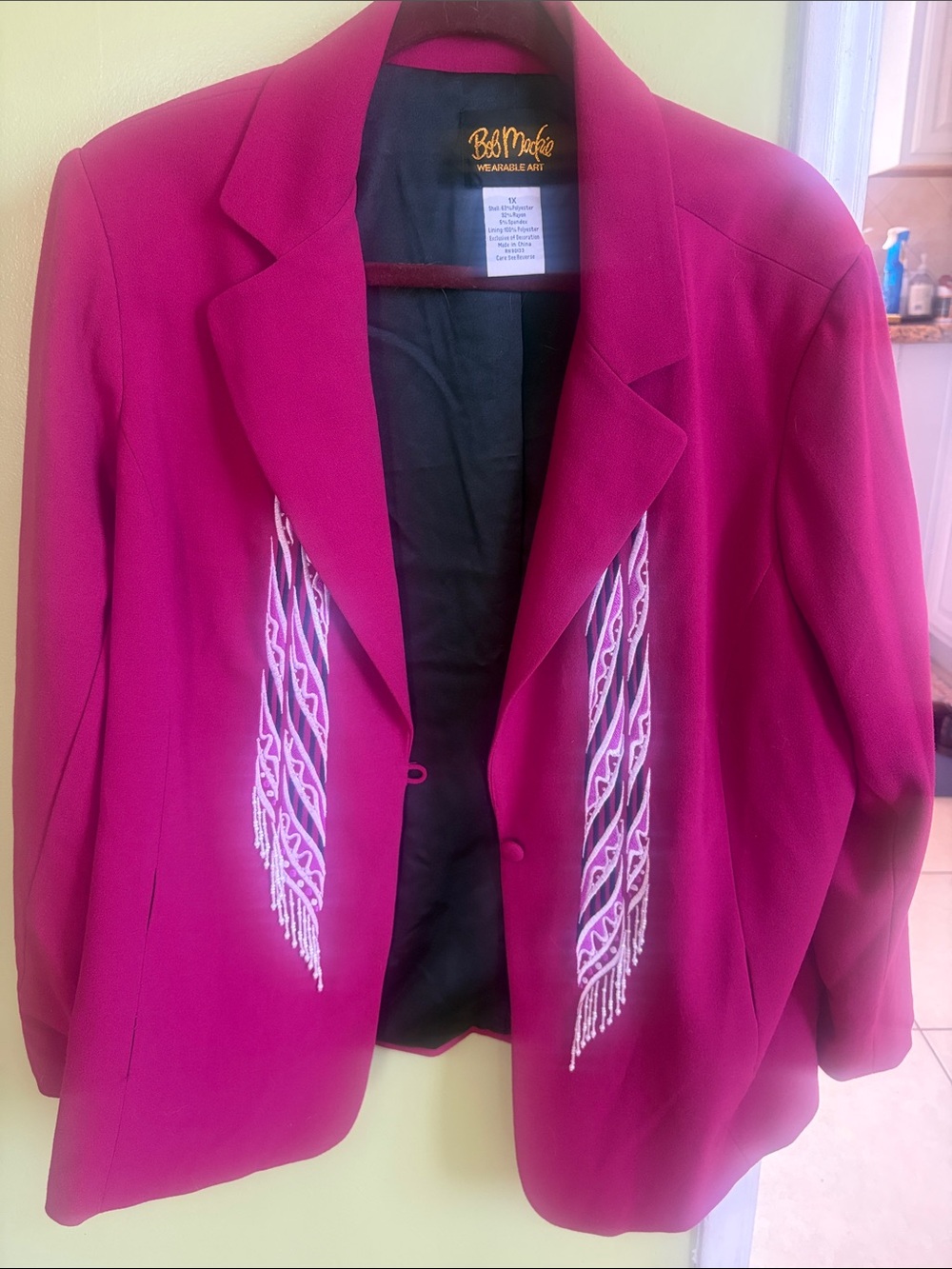 Bob Mackie Women's Magenta Embellished Blazer